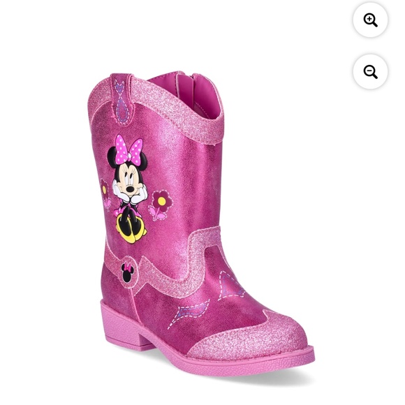 Disney Other - Disney Minnie Mouse Girls Metallic Pink Sparkle Cowboy Boots Shoes Size 12 NWT